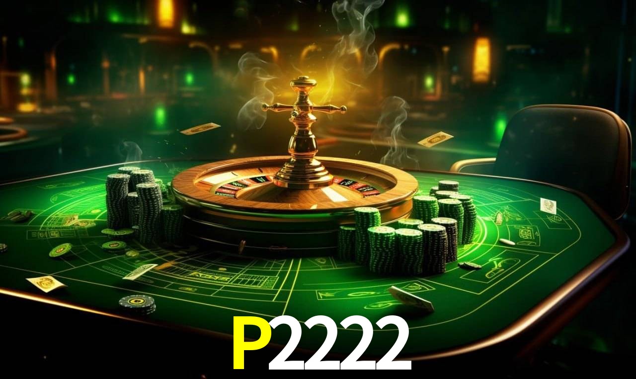Escena dinámica inspirada en casino con iluminación P2222, cartas, fichas e íconos de juegos digitales en un espacio moderno de juegos.